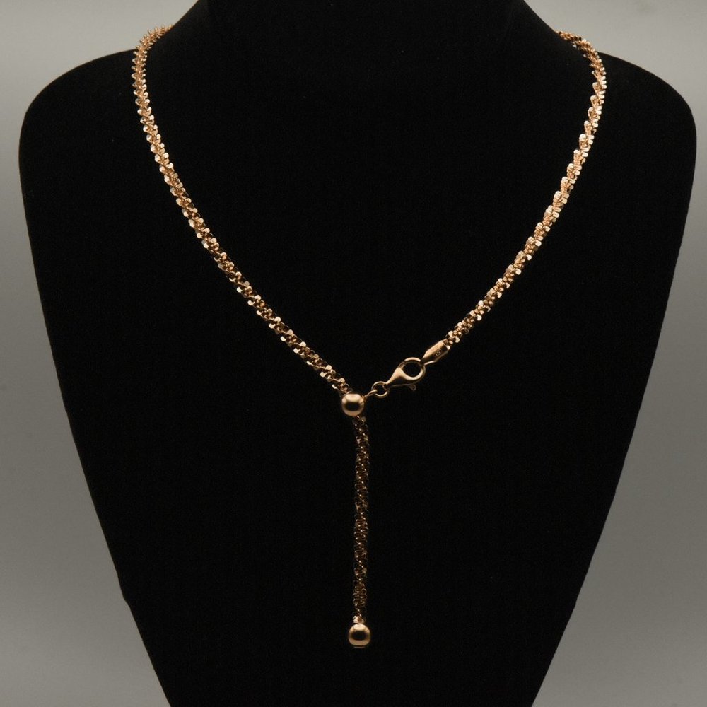 Milor - Vintage Italian Rose Gold Tone Sterling Silver Lariat Style Chain Neckla